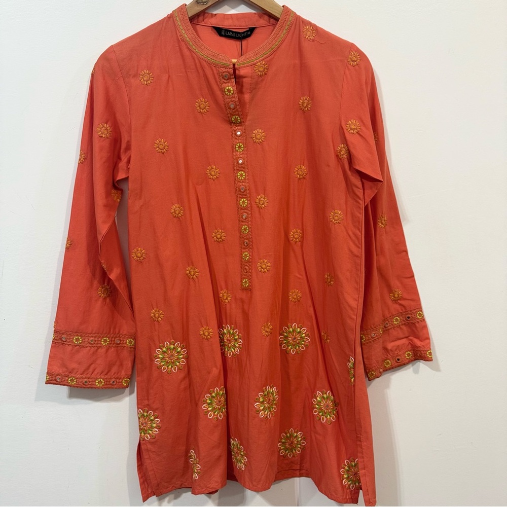 Limelight New With Tags Cotton Floral Embroidered Modest Kurta Tunic Size XS